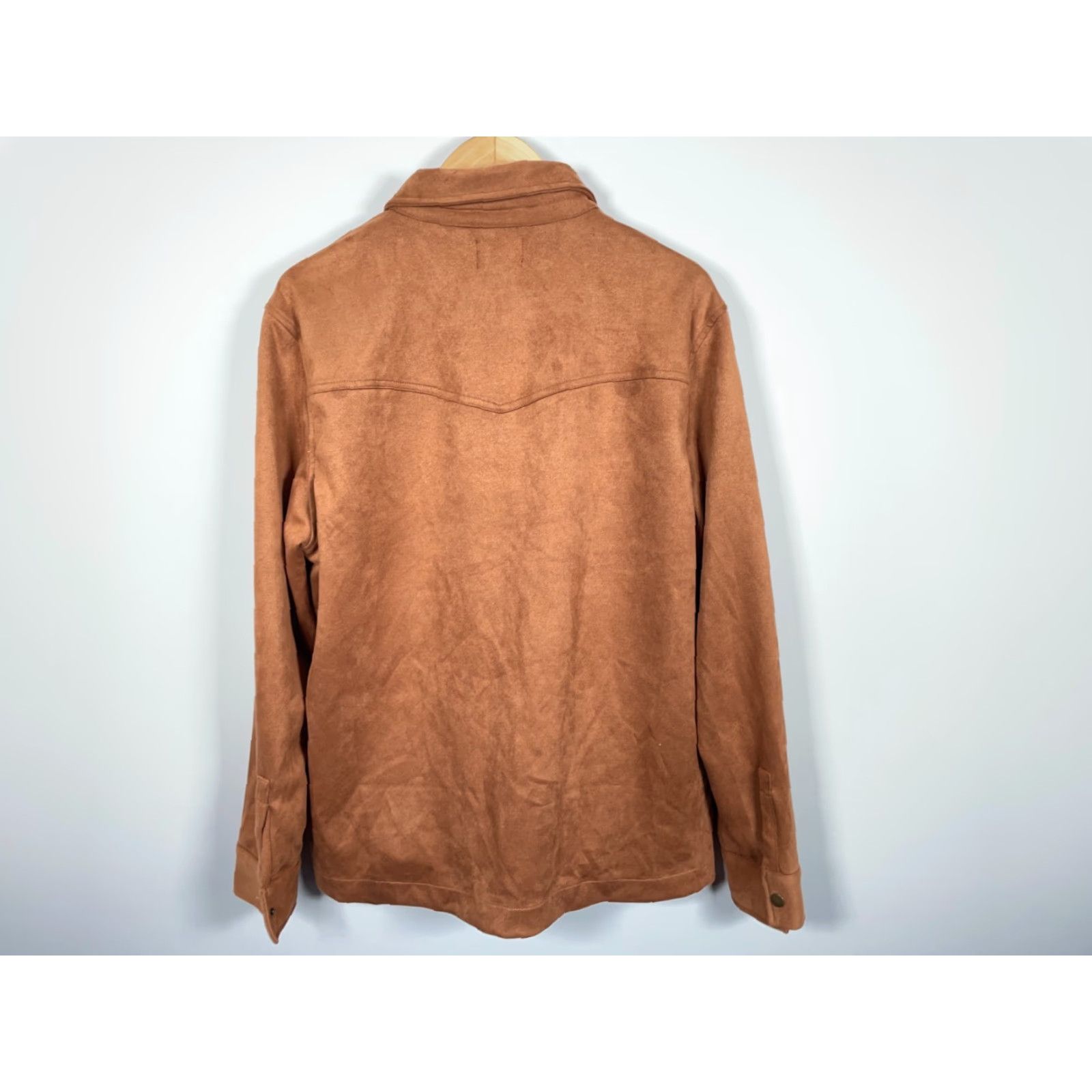 Frye VINTAGE Frye Shirt Jacket Brown L Large Faux Suede Button-Up Collared Long Sleeve Size US L / EU 52-54 / 3 - 3 Thumbnail