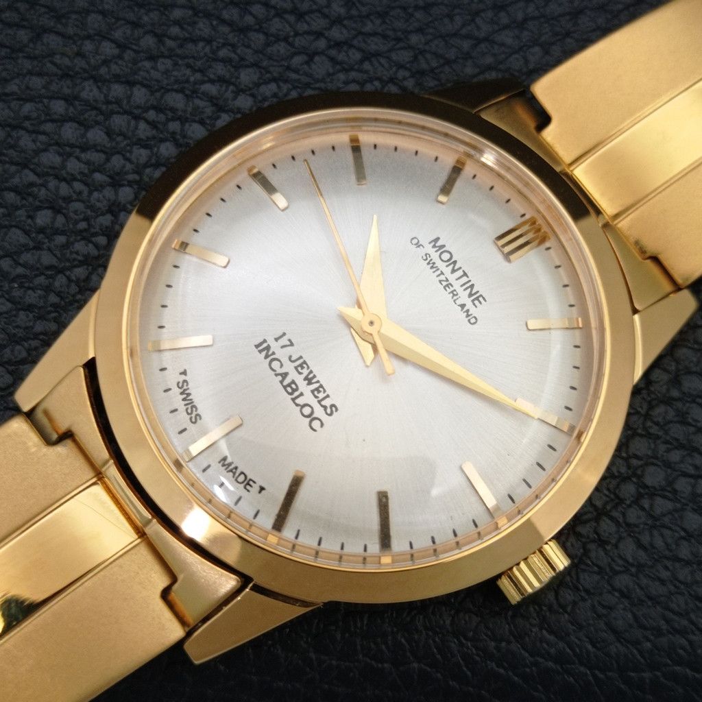 Other VINTAGE MONTINE HAND-WINDING SWISS MENS WATCH a444174 Size 38 - 6 Thumbnail