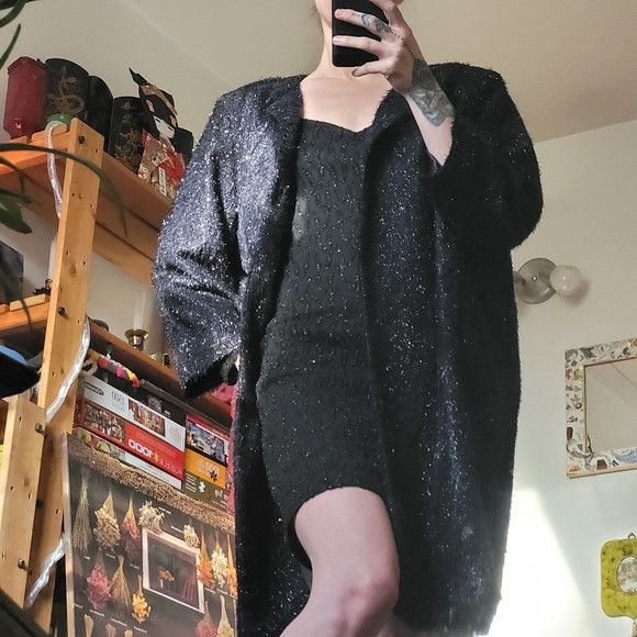 Other Persona by Marina Rinaldi long navy blue jacket sequins - xl Size XL / US 12-14 / IT 48-50 - 6 Thumbnail
