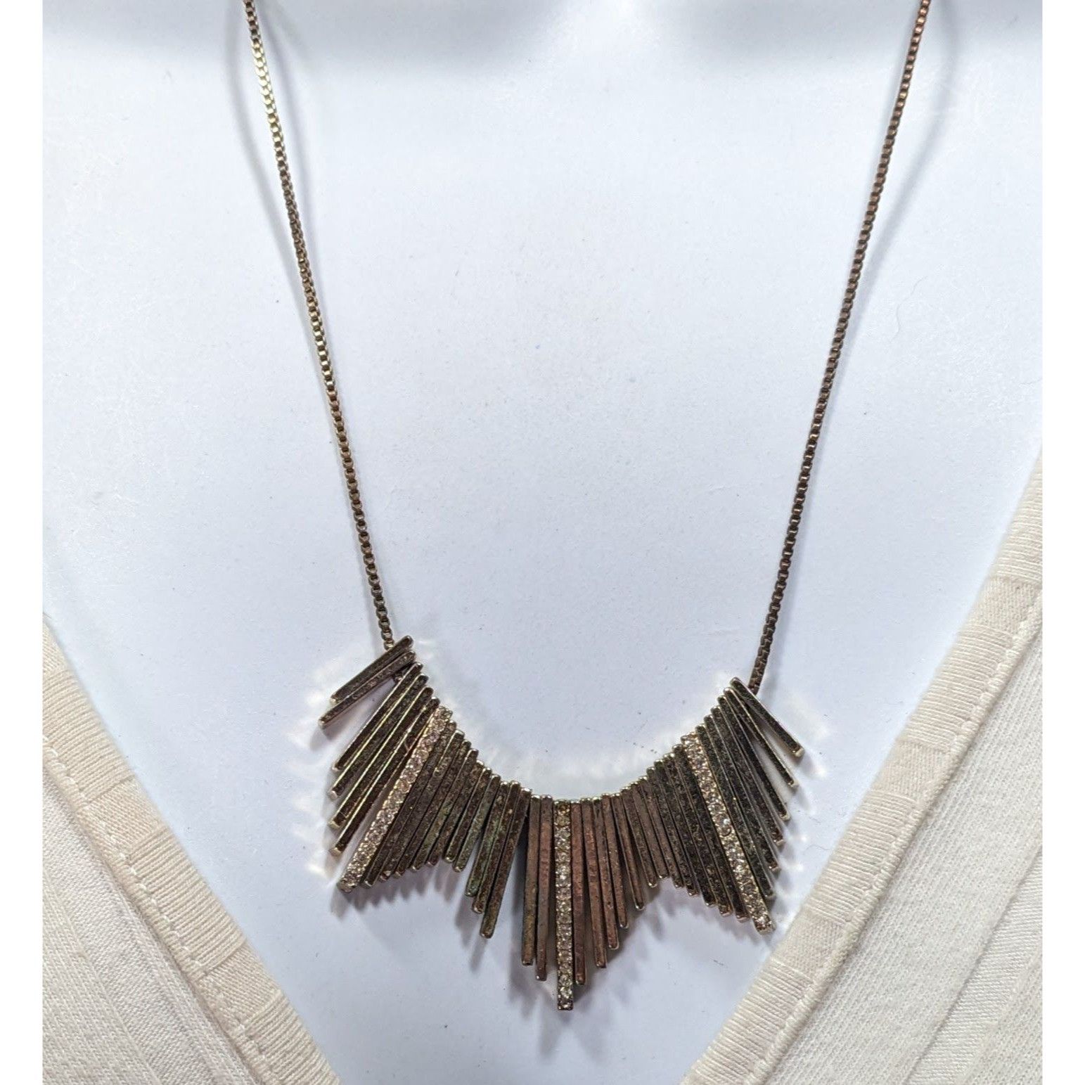 Other Elegant Glam Staggered Metal Fringe Necklace With Rhinestone Size ONE SIZE - 4 Thumbnail