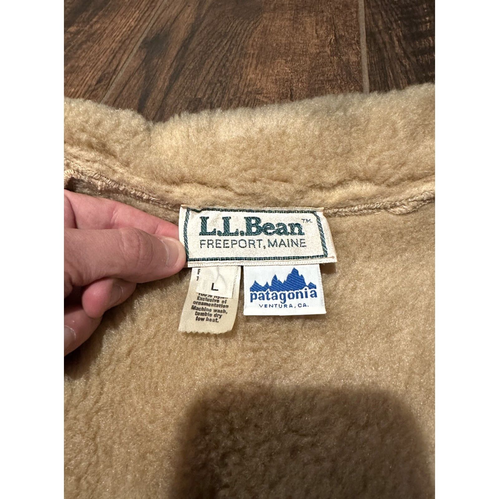 Patagonia VINTAGE Patagonia x LL Bean Fleece Jacket Deep Pile Oatmeal Large Men Size US L / EU 52-54 / 3 - 7 Thumbnail