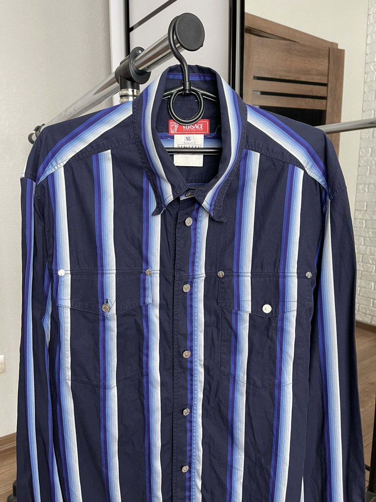 Versace Jeans Couture Versace Jeans Couture Vintage Shirt Button Up Striped 90s Size US XL / EU 56 / 4 - 5 Thumbnail