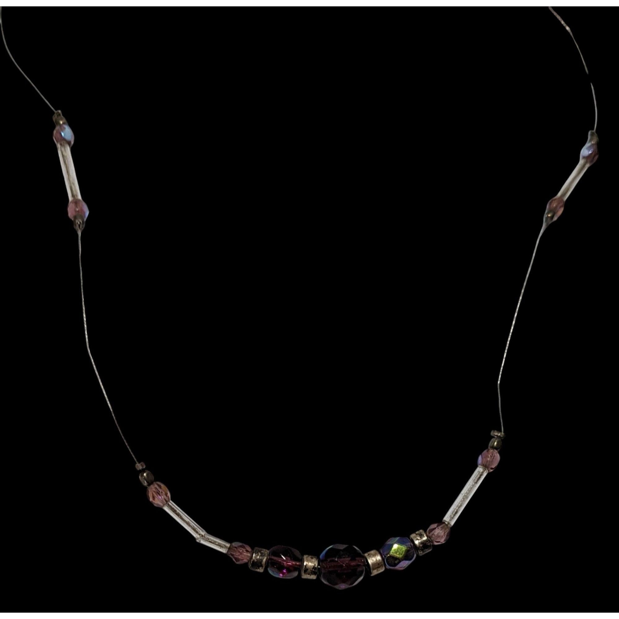 Other Handmade Purple Floating Beaded Station Necklace Size ONE SIZE - 6 Thumbnail