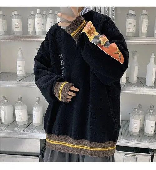 VIBE Van Gogh Painting Embroidery Knitted Sweater Size US L / EU 52-54 / 3 - 8 Thumbnail
