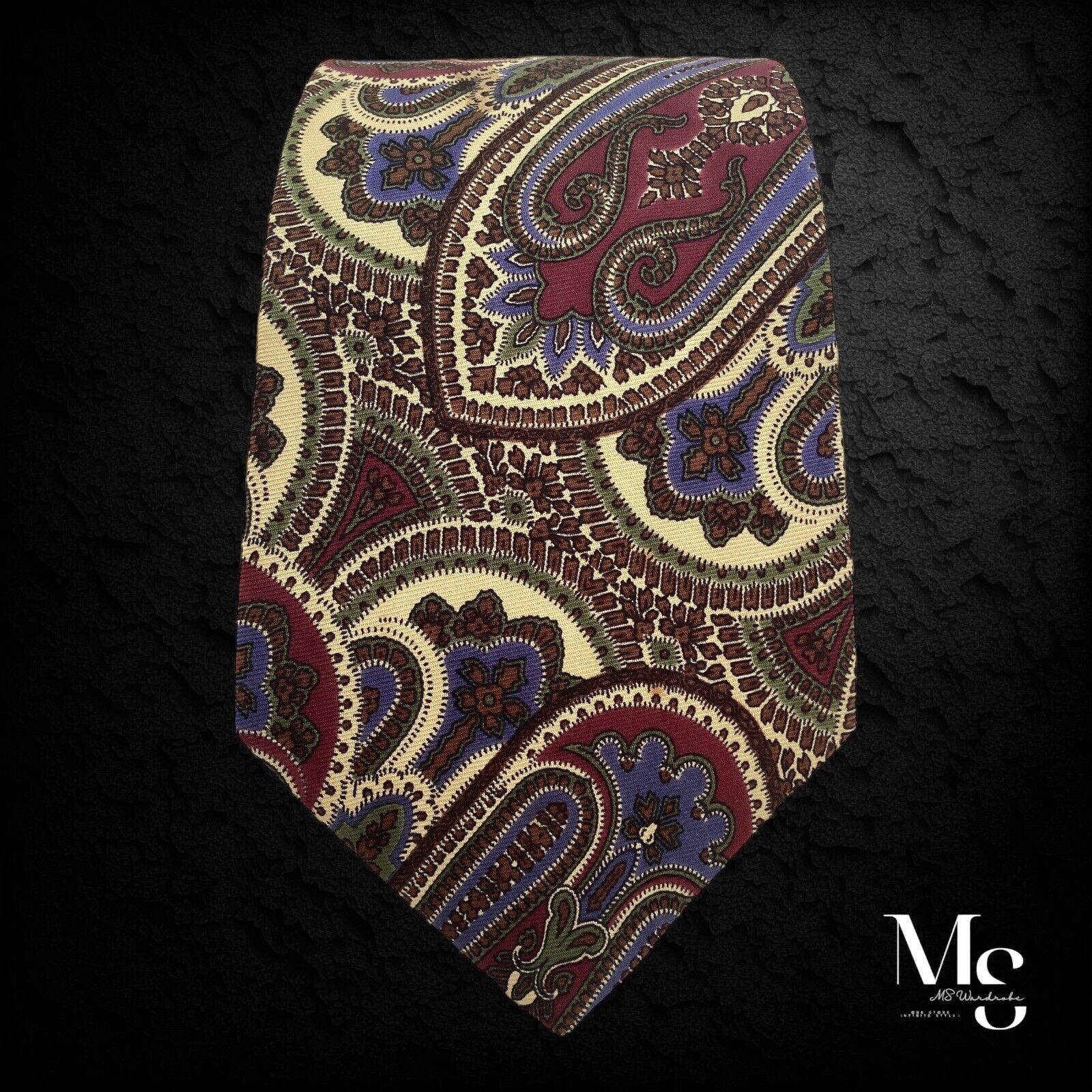 Polo Ralph Lauren POLO BY RALPH LAUREN Purple Paisley Luxury Silk Tie Made In Size ONE SIZE - 5 Thumbnail