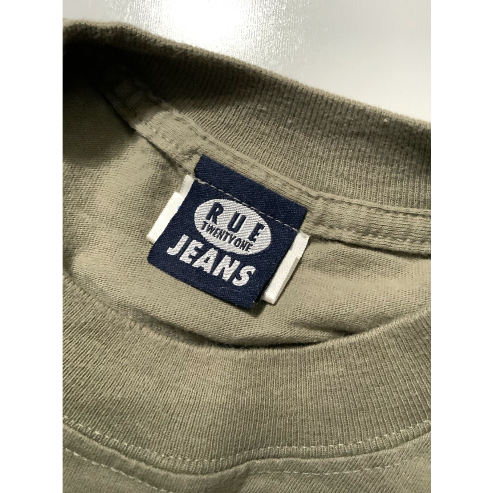 Olive VINTAGE Rue Twentyone Jeans Juvenile Delinquent Olive S/S Crew T-Shirt L Mens Green 44 Chest 28 Length Size US L / EU 52-54 / 3 - 6 Thumbnail