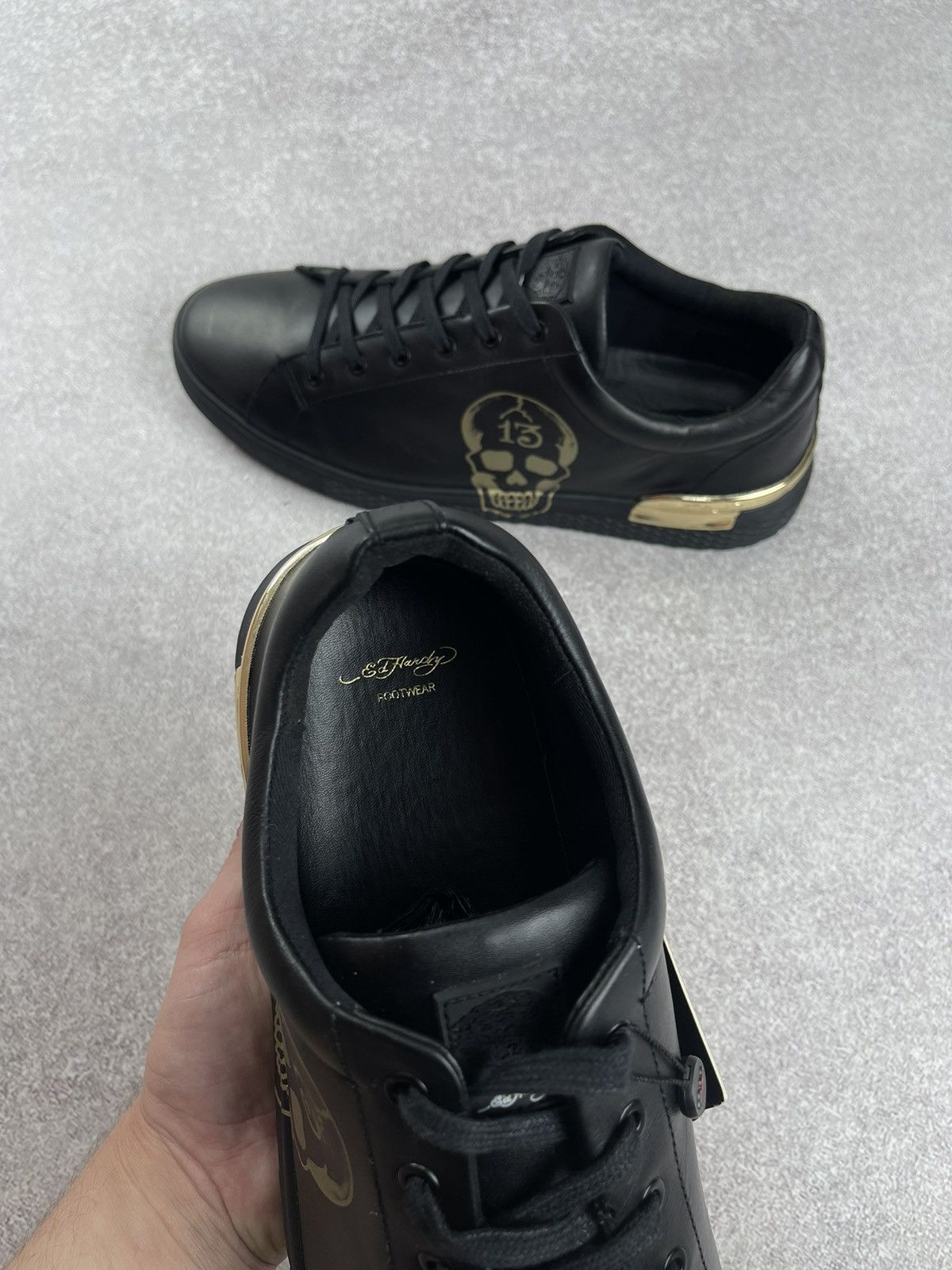 Ed Hardy Ed Hardy Lucky Low Top Black Sneakers Size US 12 / EU 45 - 11 Thumbnail