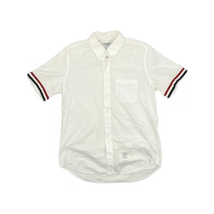 Thom Browne Thom Browne Short Sleeve Shirt with Striped Cuffs -2507 Size US S / EU 44-46 / 1 - 8 Thumbnail