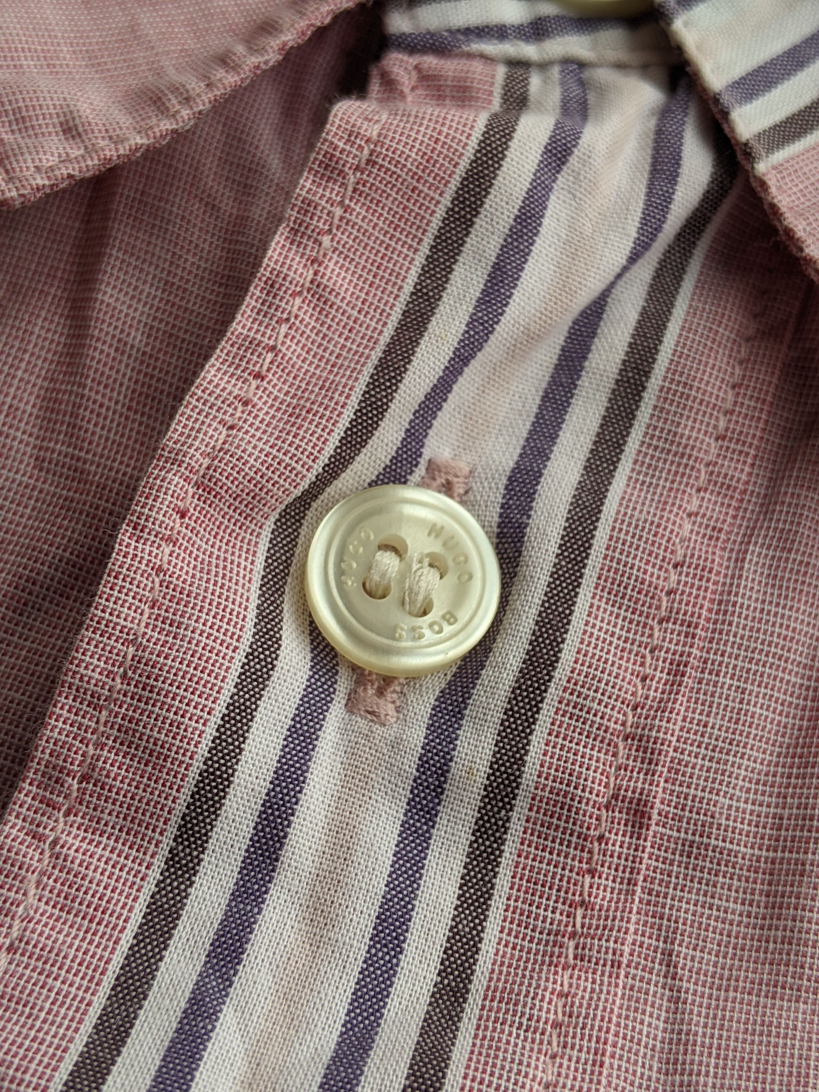 Hugo × Hugo Boss Hugo Boss Stripe Pink Longsleeve Cotton Shirt Size M Elvi Size US M / EU 48-50 / 2 - 7 Thumbnail