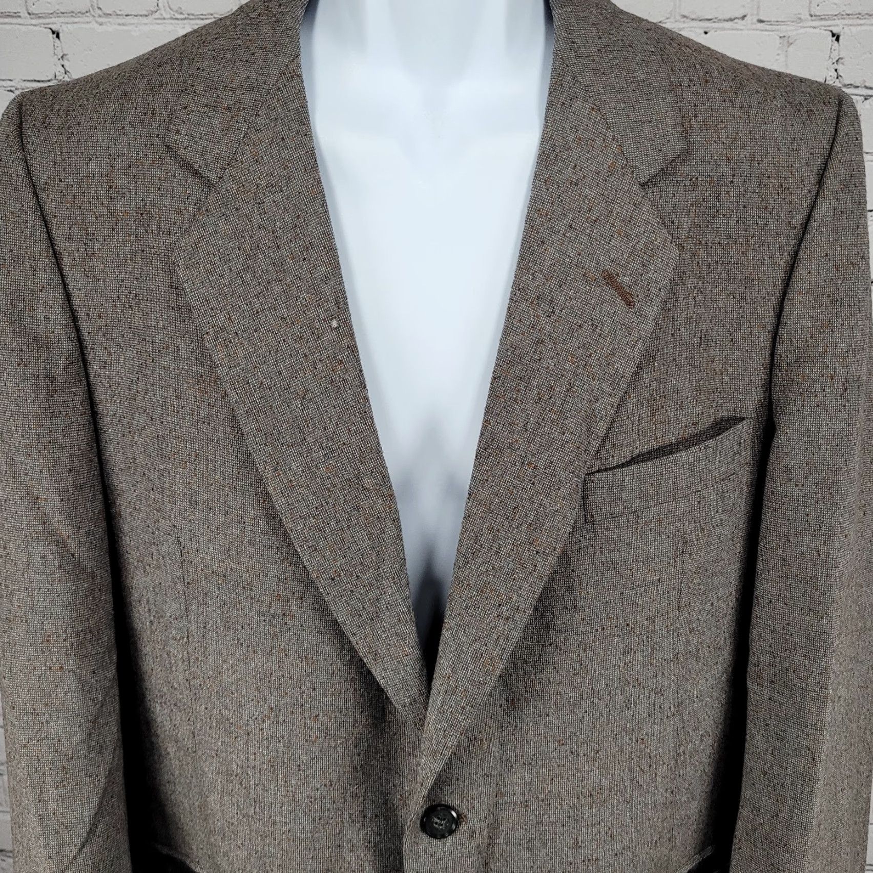 Pierre Cardin VTG Cardin Grey Brown Couture Collection Blazer Sport Coat 2 Button Notch USA 41 Mens Jacket Size 42R - 7 Thumbnail