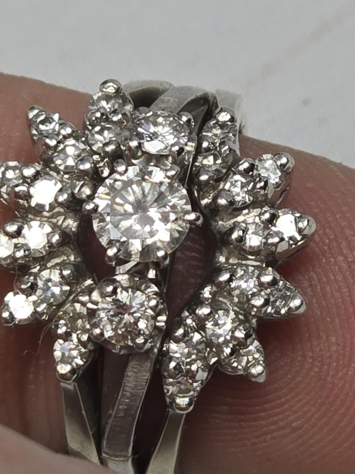 The Unbranded Brand 14k White Gold 0.89ctw Diamond 3-Stone Ring & Guard Set Sz 8 Size ONE SIZE - 2 Thumbnail