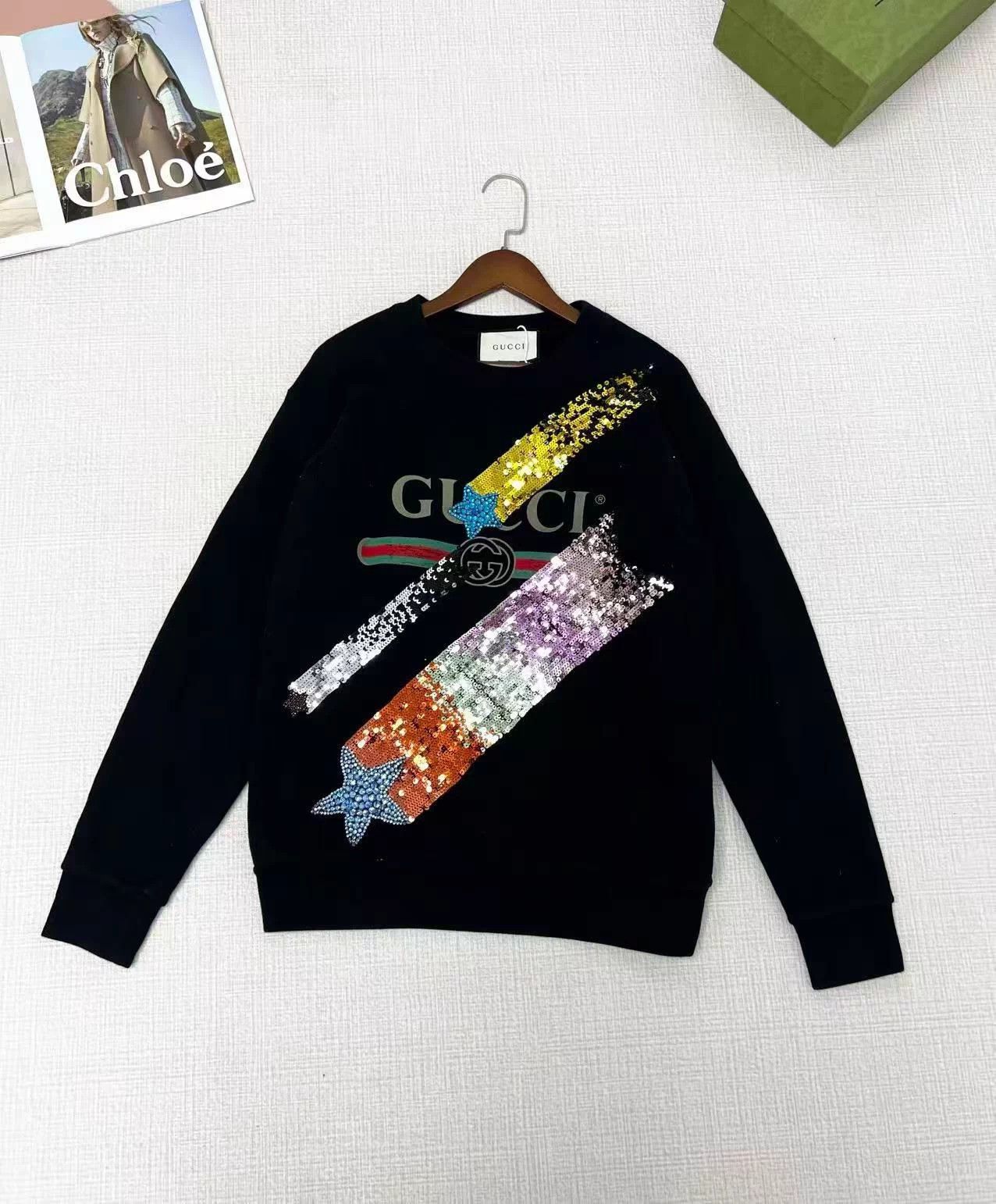 Gucci Gucci Black Sequin Shooting Star Hoodie XXS Size XXS / US 00 / IT 34 - 6 Thumbnail