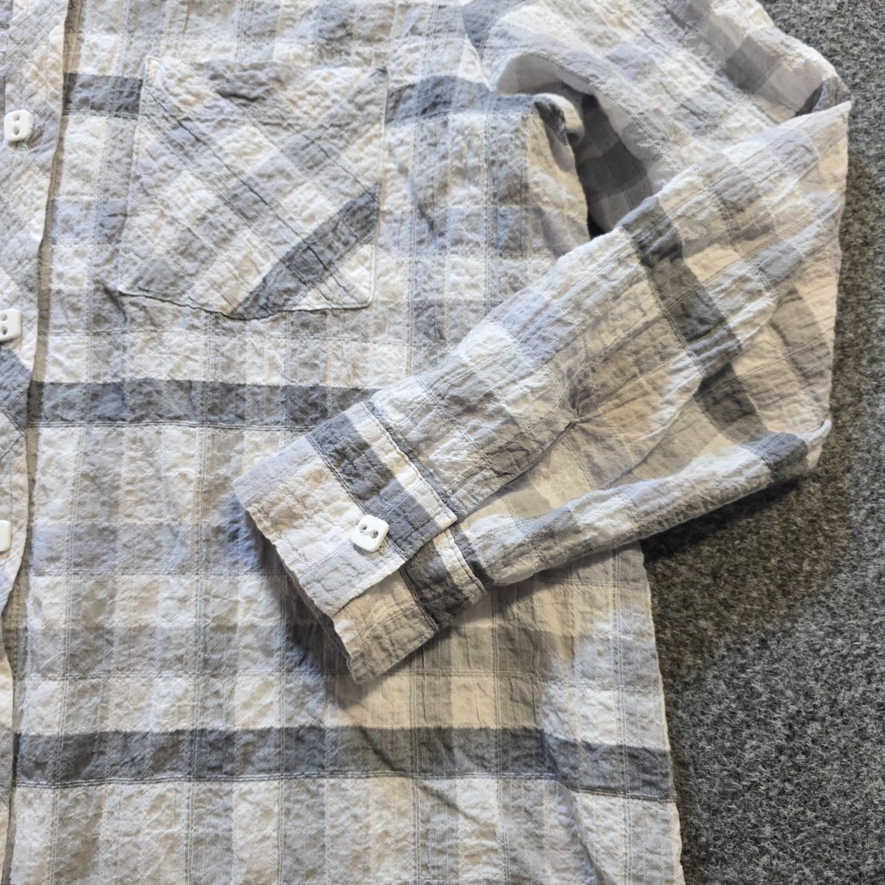 Habitat Habitat Top Womens Shirt Size Small Gray White Plaid Texture Button Long Sleeve Casual Size S / US 4 / IT 40 - 3 Thumbnail