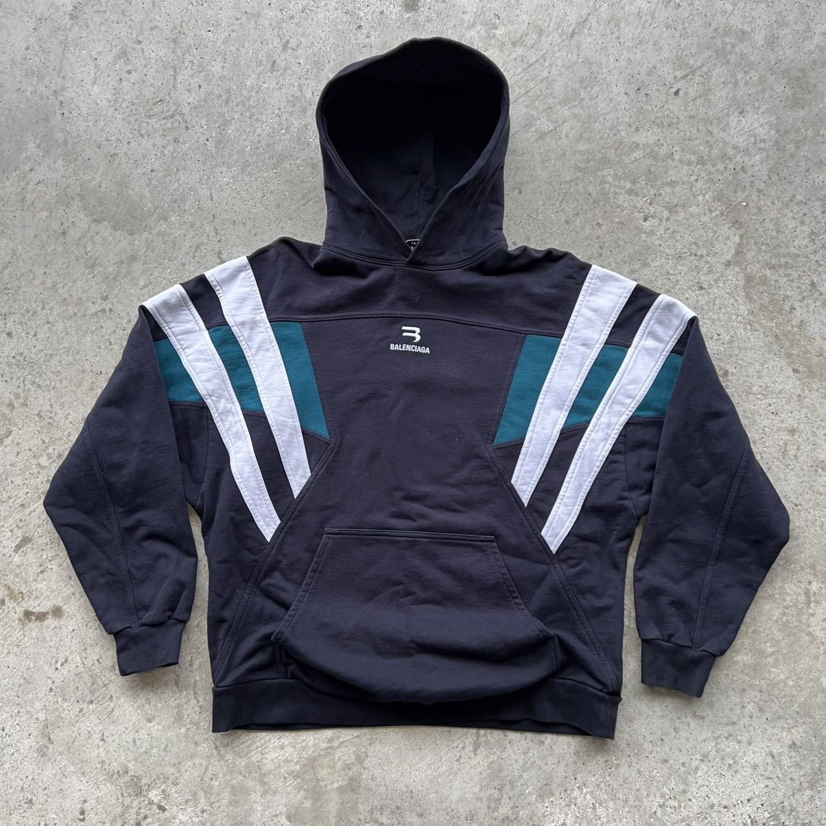 Balenciaga Athletes Print Oversized Hoodie In Blue | ModeSens