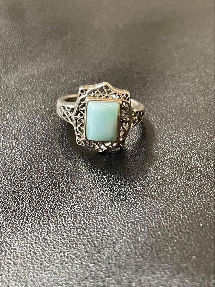 Designer Vintage Sterling Silver 925 Larimar Ring Size ONE SIZE - 3 Thumbnail