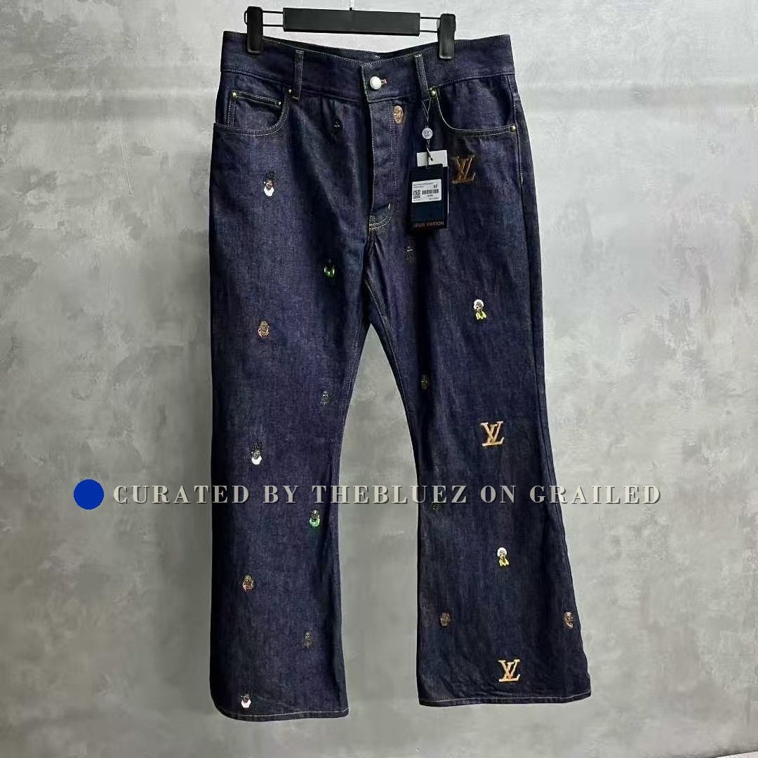 Louis Vuitton Louis Vuitton Blue Logo Embroidered Flared Jeans Size US 32 / EU 48 - 1 Thumbnail