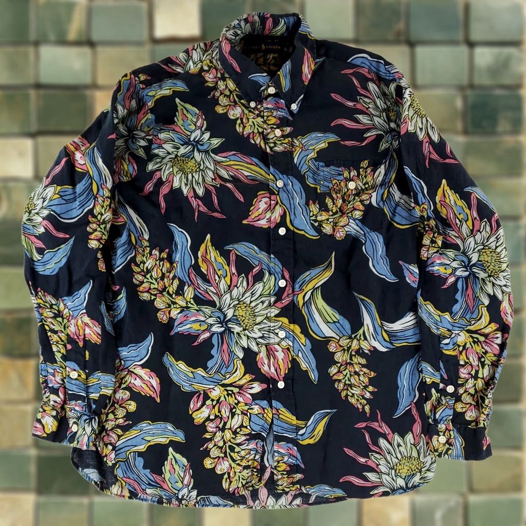 Ralph Lauren Ralph Lauren Shirt 100% Linen Long Sleeve Mens L Blue Flowers Multicolor Size US L / EU 52-54 / 3 - 1 Thumbnail