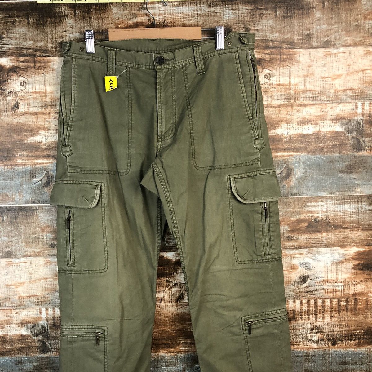 Japanese Brand DL Design Work Green Cargo Multipocket Pants #C634 Size US 31 - 4 Thumbnail