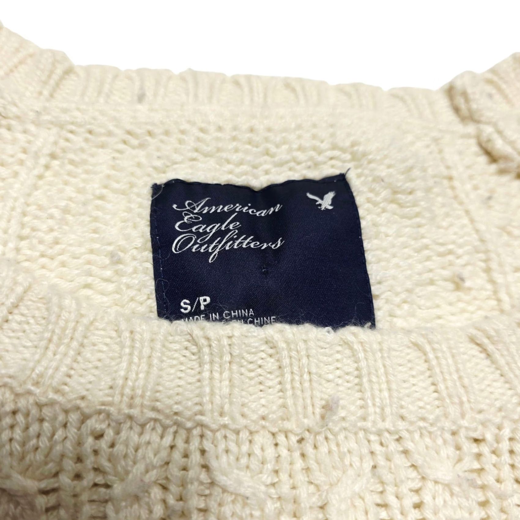 American Eagle Outfitters VINTAGE American Eagle Outfitters Sweater Womens Cable Knit Cream Long Pullover Size Small Y2K Size S / US 4 / IT 40 - 2 Thumbnail