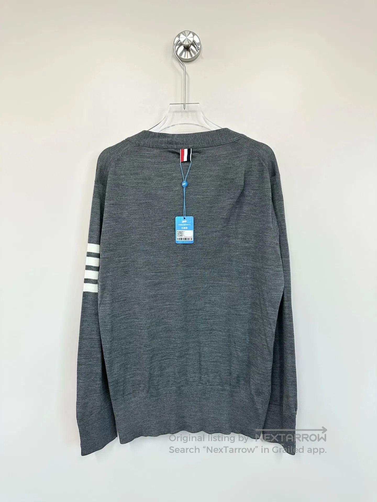 Thom Browne Thom Browne Dark Gray Classic Striped Knit Cardigan| Size M / US 6-8 / IT 42-44 - 2 Thumbnail