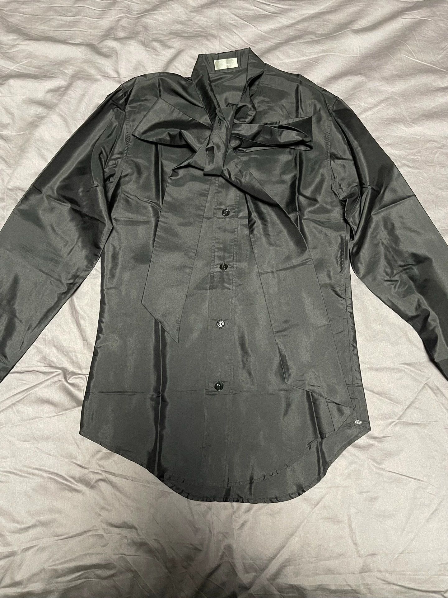 Dior Dior Homme 05AW Runway Black Silk Taffeta Shirt Size US XXS / EU 40 - 1 Thumbnail
