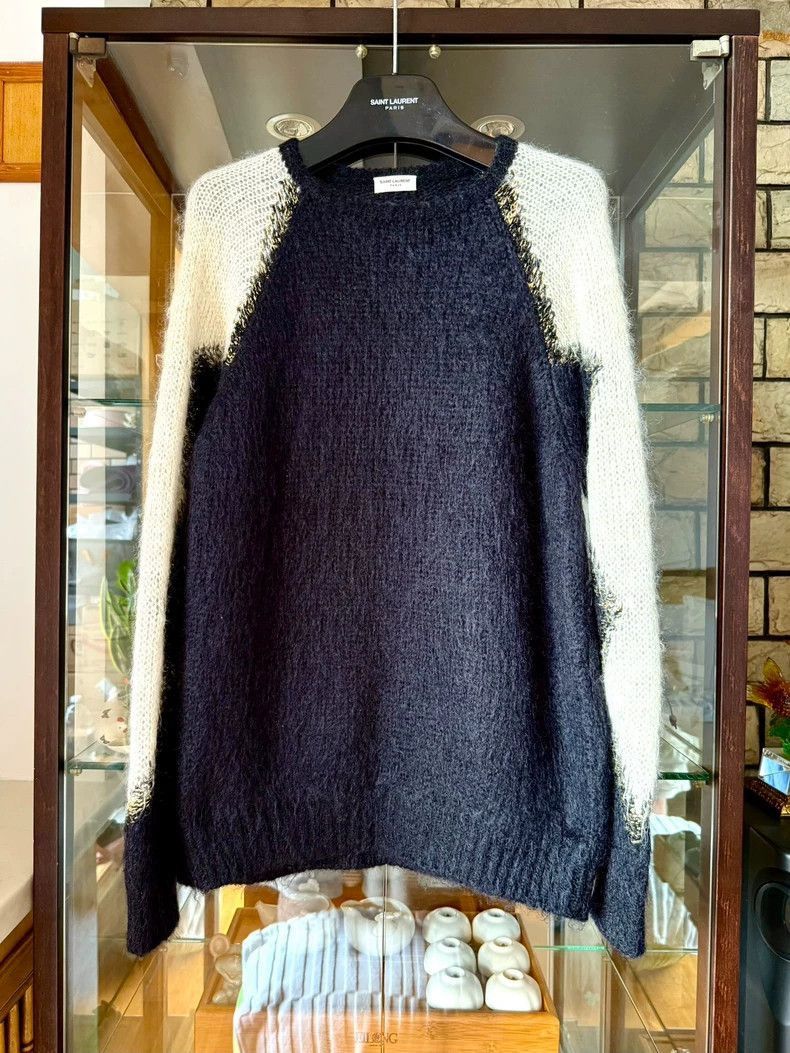 Saint Laurent Paris Saint Laurent Paris Saint Laurent Black and White Knit Swe Size US XS / EU 42 / 0 - 1 Thumbnail