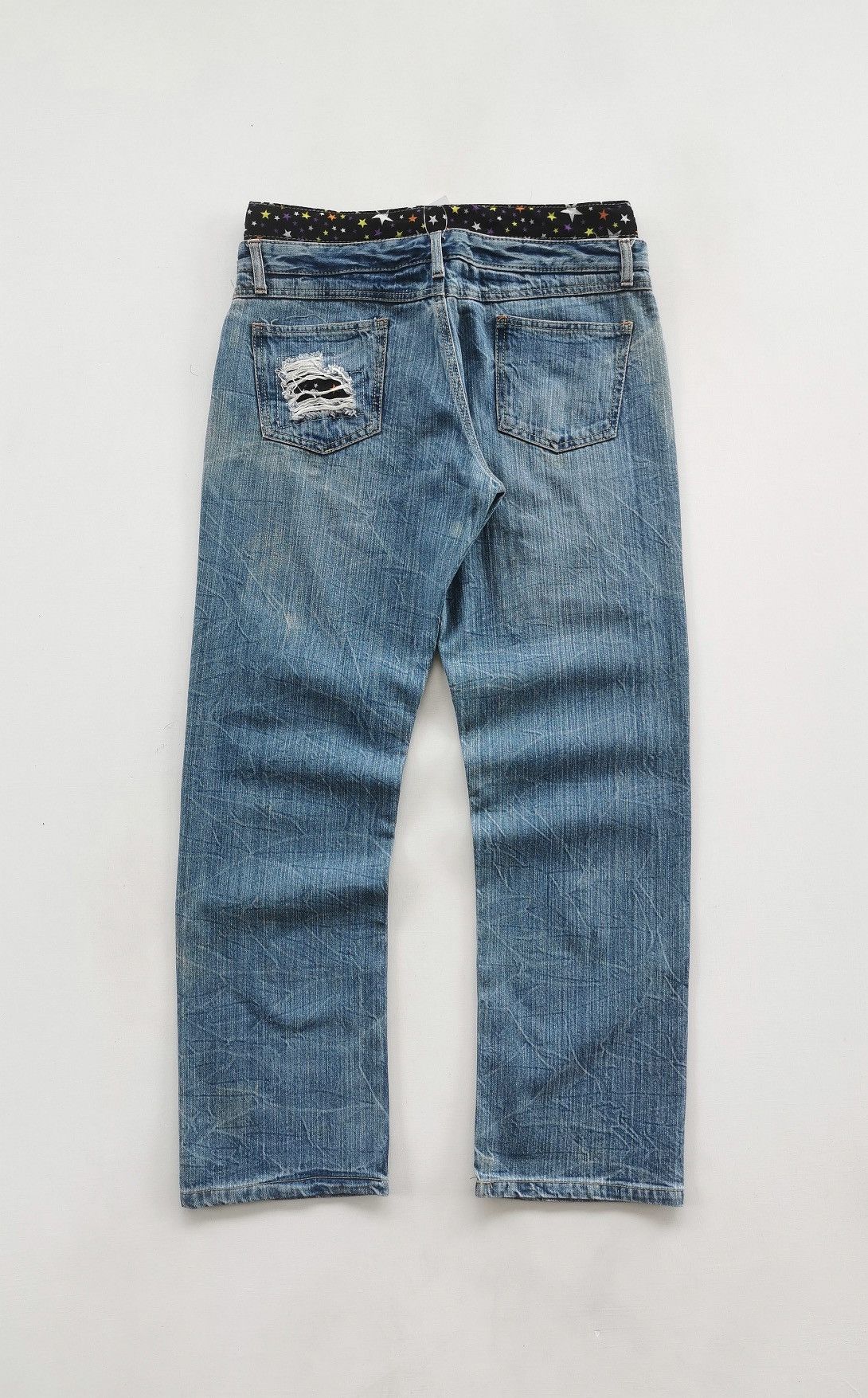 Japanese Brand Double Waist Star Patchwork Denim Jeans Size US 32 / EU 48 - 6 Thumbnail