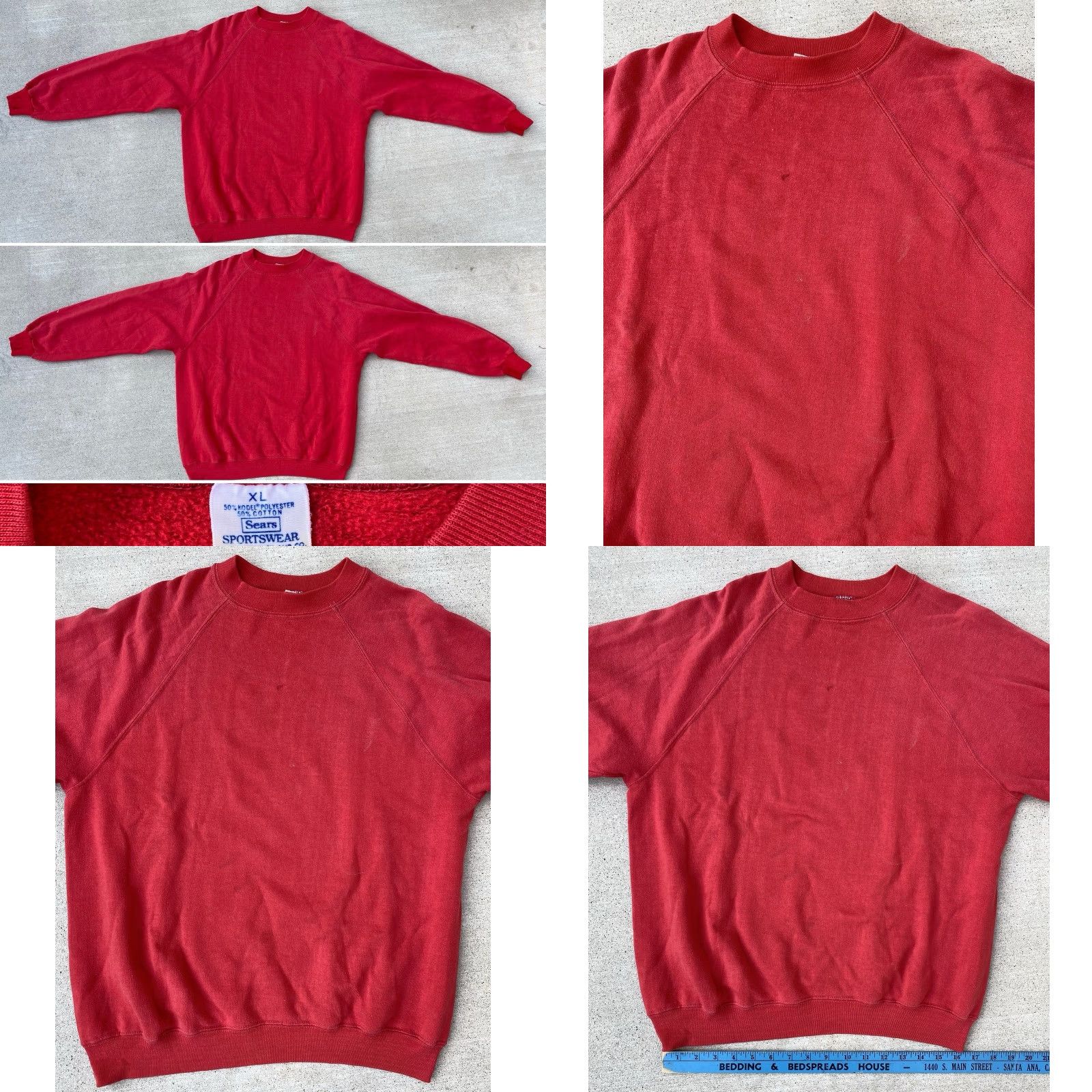 Sears VINTAGE Sears Sportswear Raglan Sweatshirt Worn Stains Sweatshirt Red XL Men Size US XL / EU 56 / 4 - 9 Thumbnail