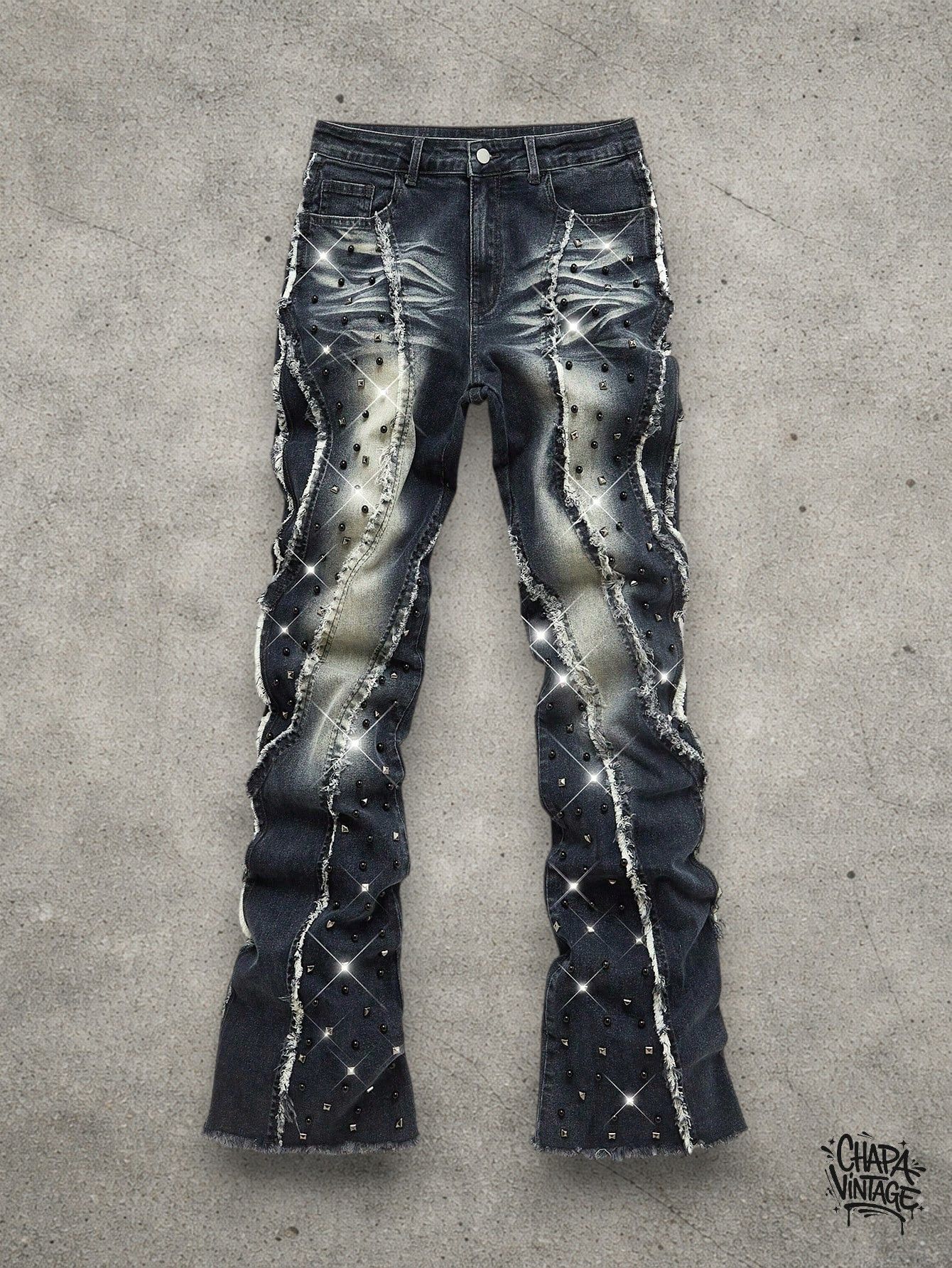 Japanese Brand Slim stacked washed jeans Size US 32 / EU 48 - 1 Thumbnail