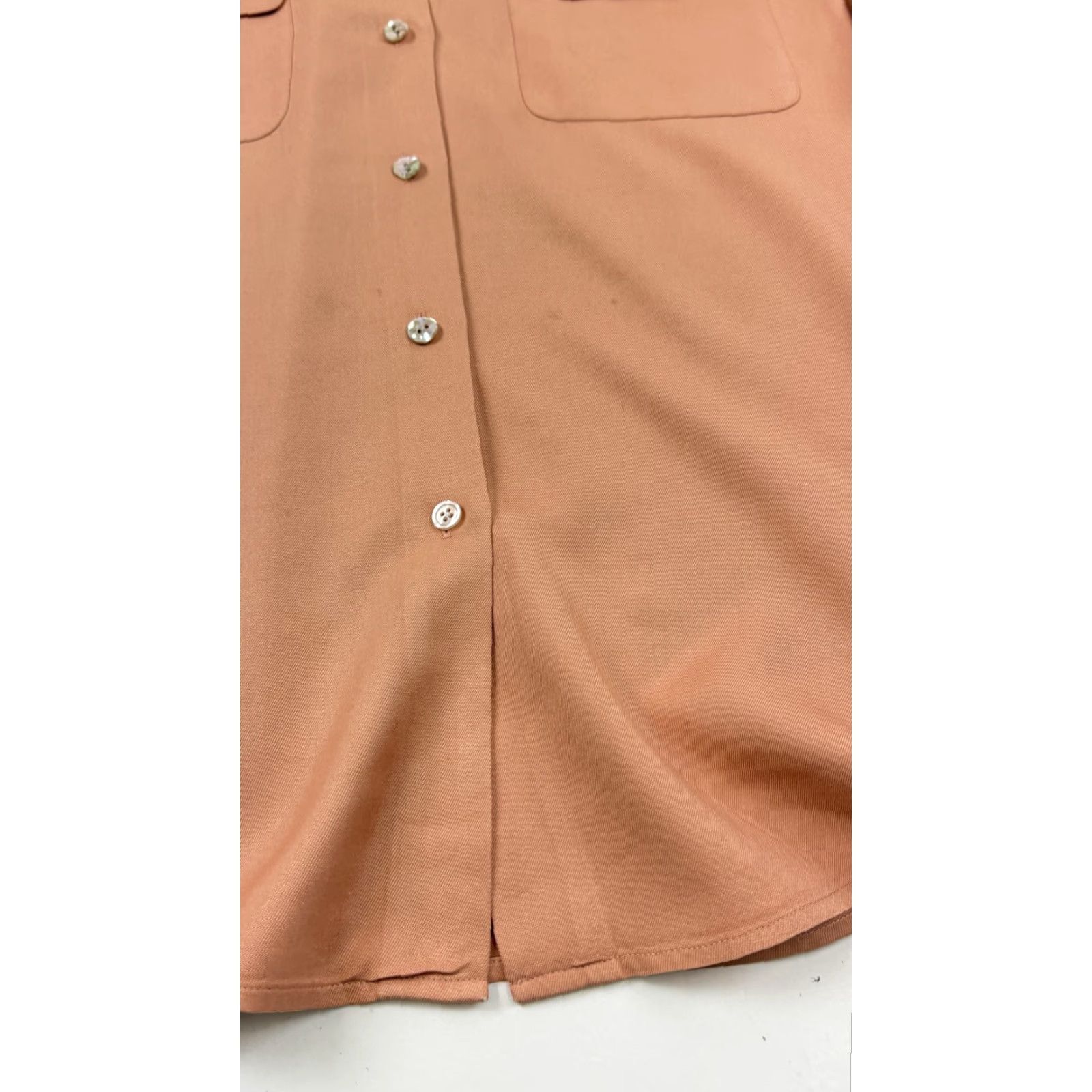 Talbots Talbots Shirt Womens 12 Tan Pure Silk Short Sleeve Button Front Camp Blouse Size XL / US 12-14 / IT 48-50 - 2 Thumbnail