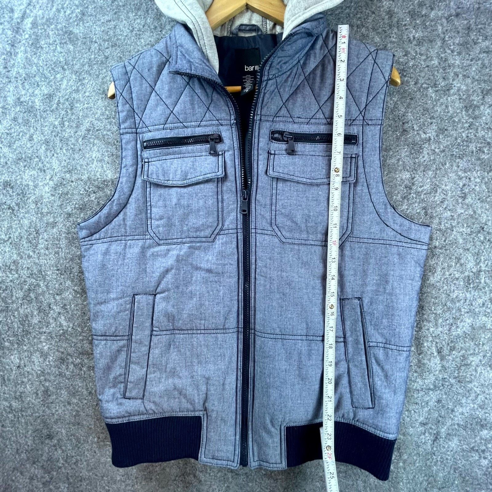 Bar III Bar III Vest Jacket Women Medium Blue Hooded Diamond Quilted Size M / US 6-8 / IT 42-44 - 5 Thumbnail