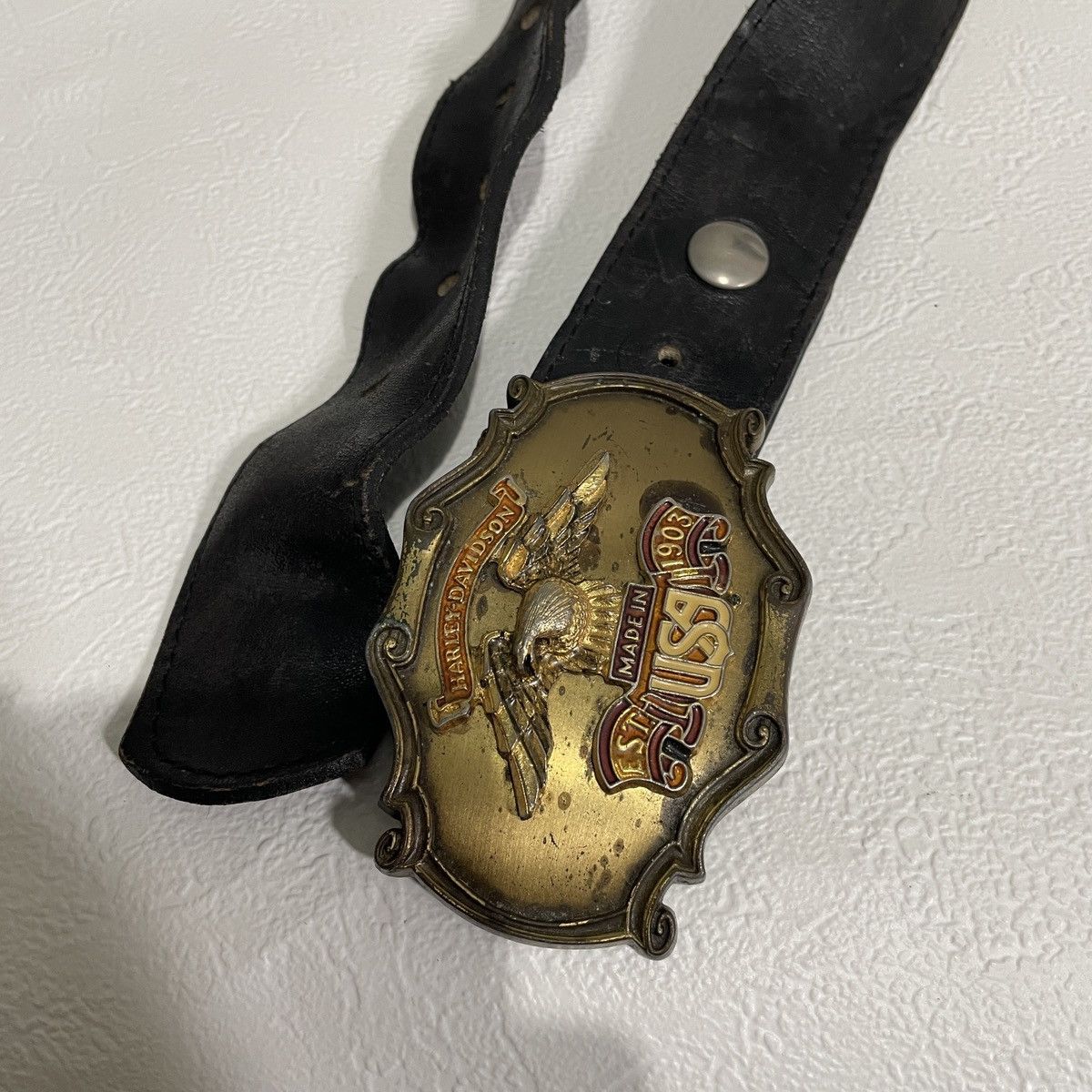 Harley Davidson Vintage 70s Harley Davidson leather belt Size ONE SIZE - 6 Thumbnail