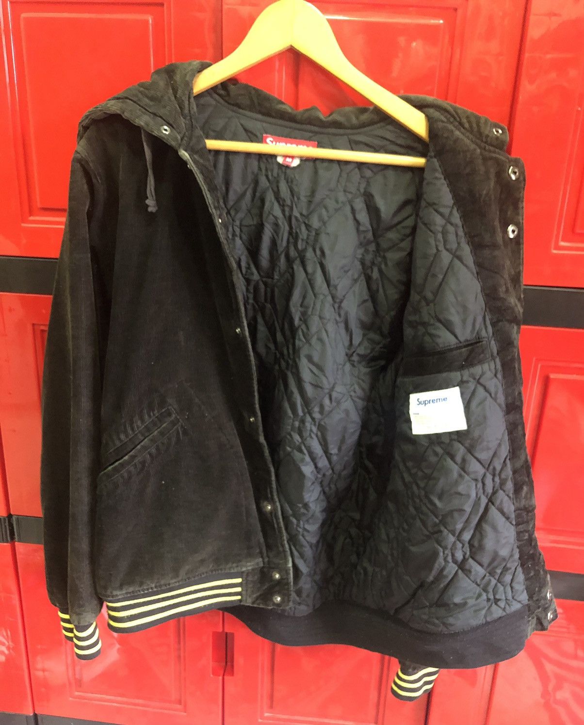 Supreme × Vintage Supreme Corduroy Embroidery Hoodie Varsity Jacket Size US M / EU 48-50 / 2 - 8 Thumbnail