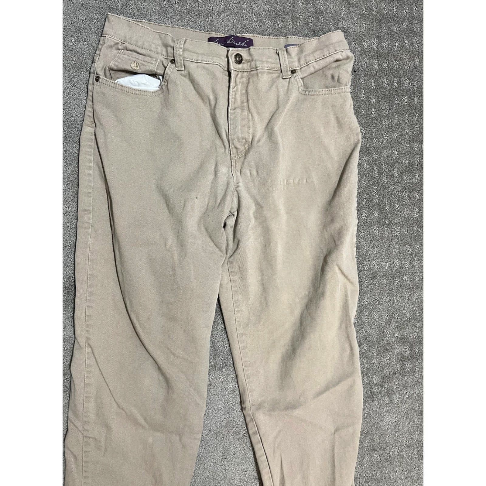 Gloria Vanderbilt VINTAGE Gloria Vanderbilt Amanda Jeans Women 12 Khaki Beige Tapered Slimming Stretch 28in Inseam Womens Size 34" / US 12 / IT 48 - 4 Thumbnail