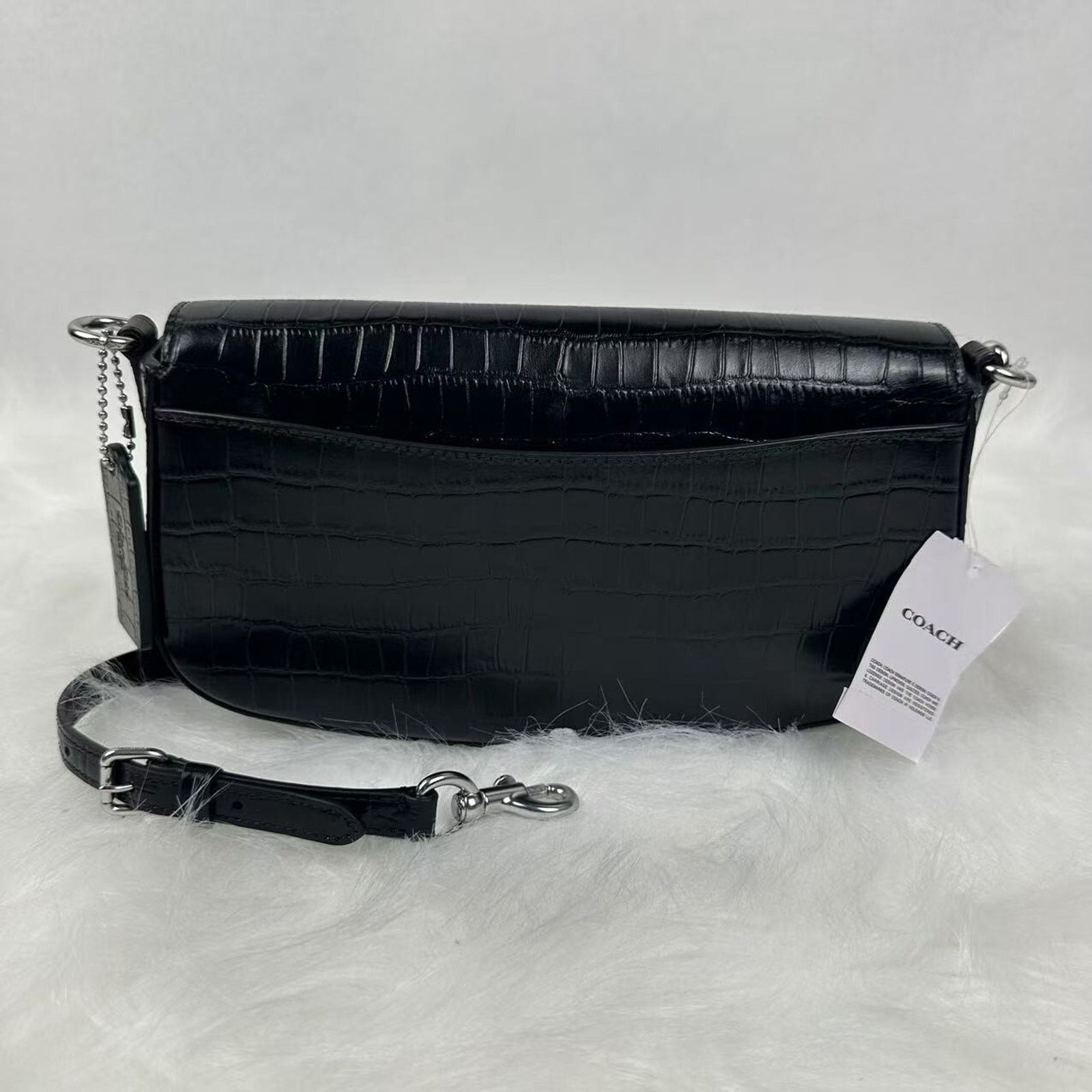 Coach Coach Andrea Shoulder Bag Crocodile-embossed Leather Black Size ONE SIZE - 4 Thumbnail