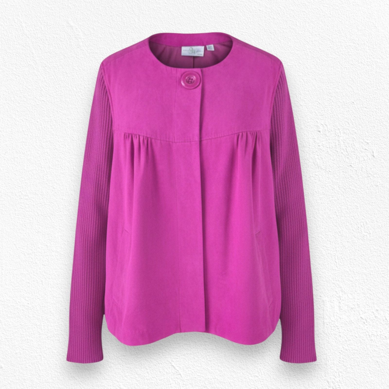 Vintage Y2K Magenta Pink Suede Knit Sleeve Jacket Size 16W Size XXL / US 16-18 / IT 52-54 - 1 Thumbnail