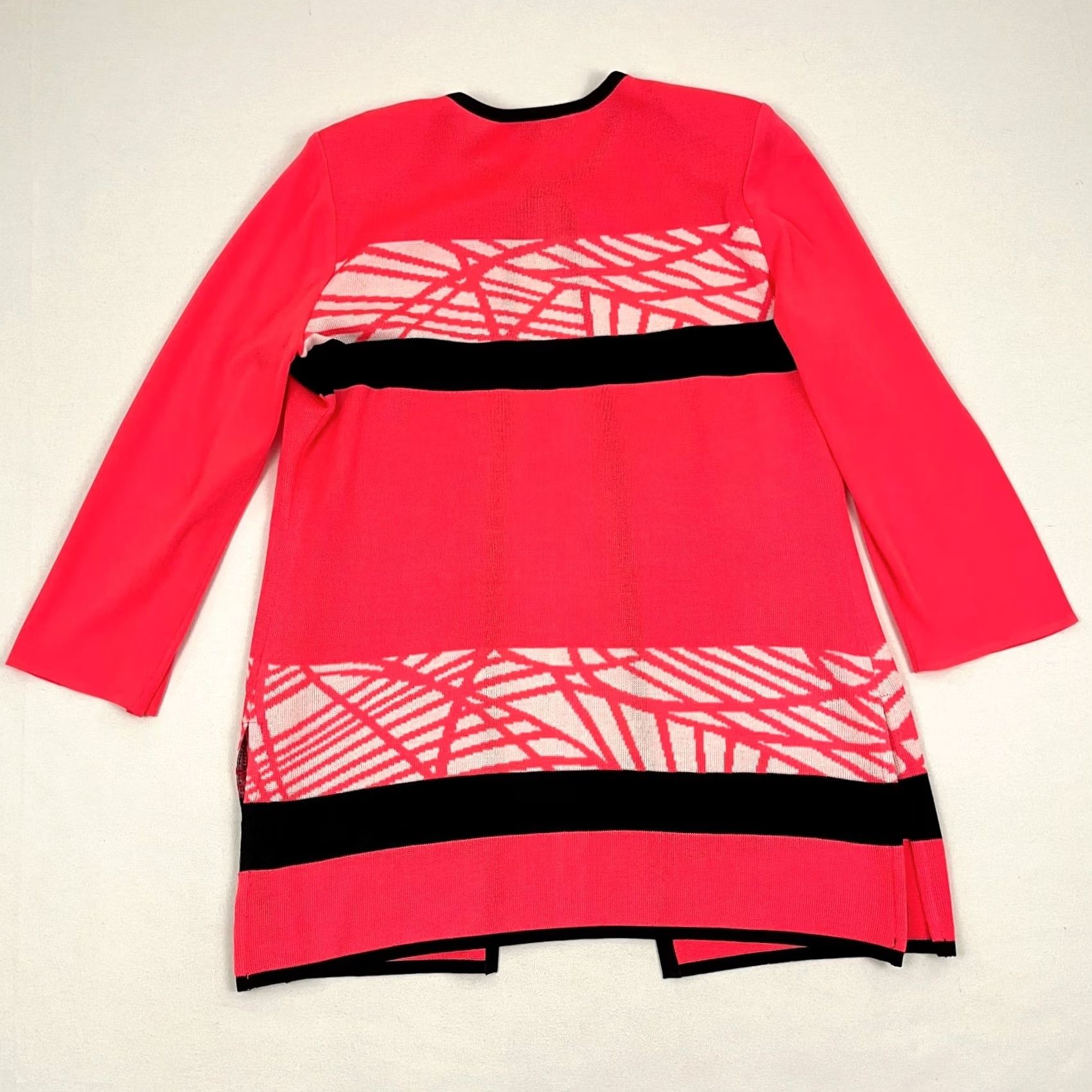 Vintage Ming Wang Jacket Womens L Neon Pink Open Front Hook Tunic 3/4 Sleeve Cardigan Size L / US 10 / IT 46 - 2 Thumbnail