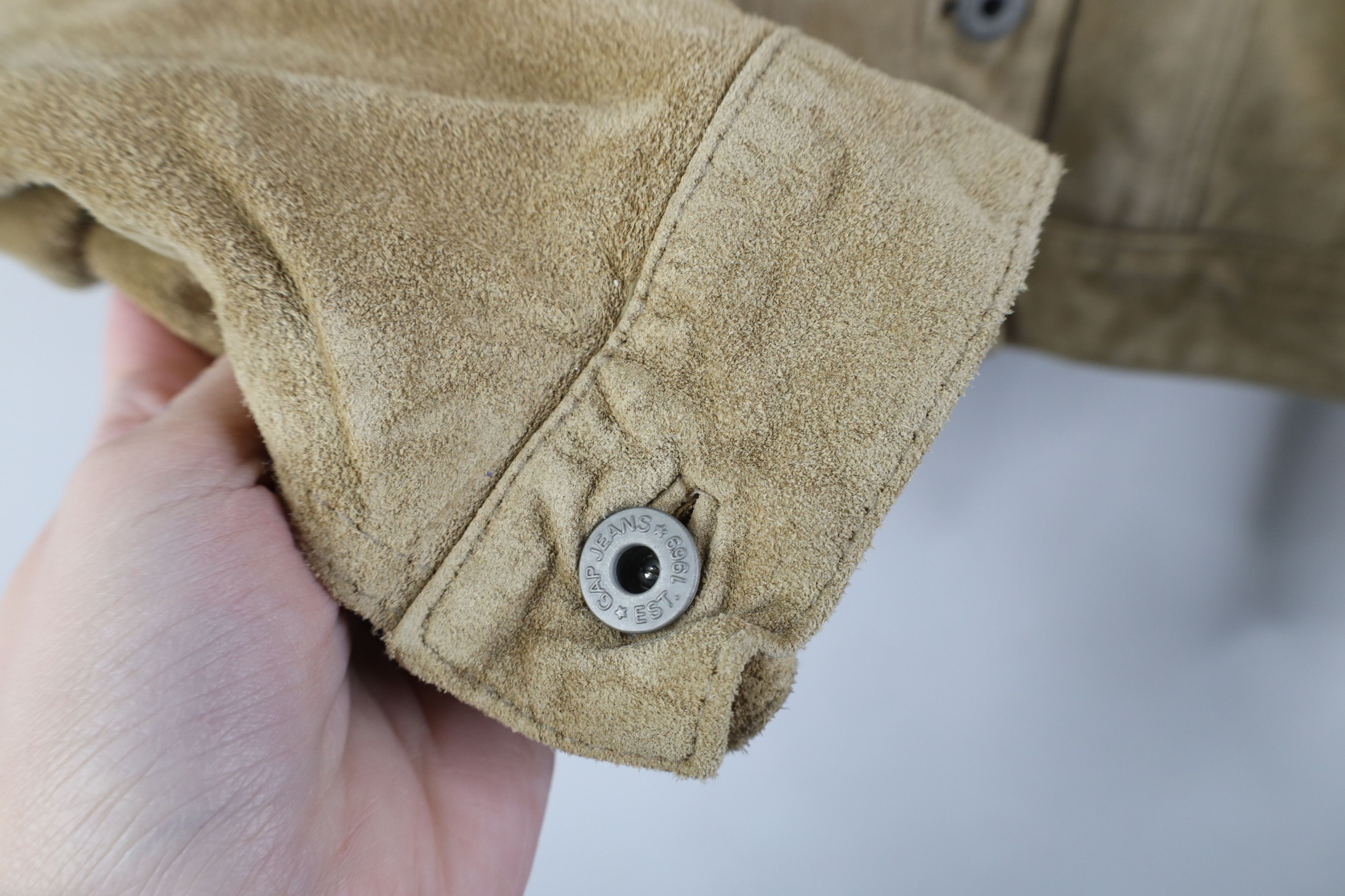 Gap Vintage 90s Y2K Gap Babydoll Leather Trucker Jacket Beige Size XS / US 0-2 / IT 36-38 - 6 Thumbnail