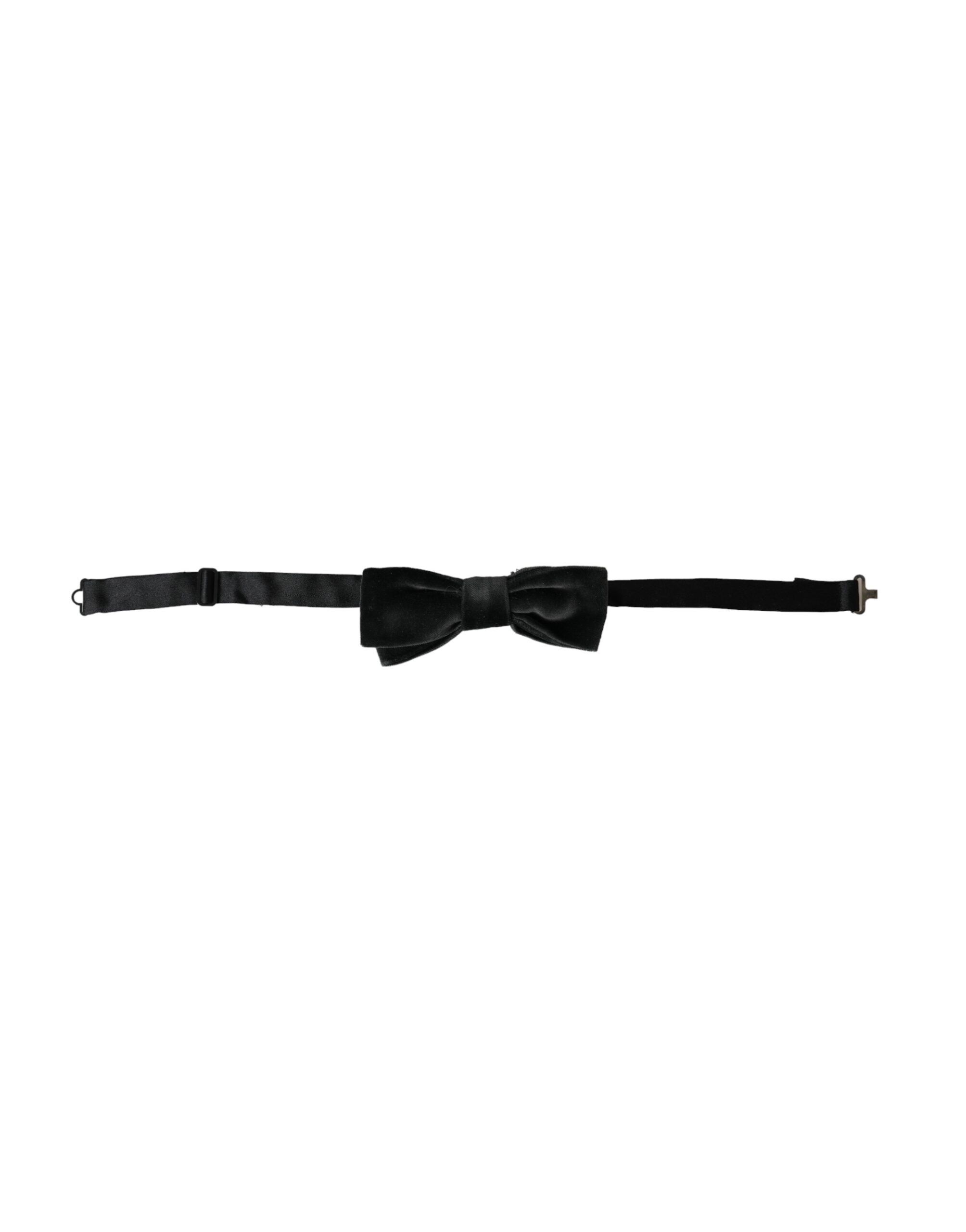 Dolce & Gabbana Black Velvet Cotton Adjustable Neck Men Bow Men's Tie Size ONE SIZE - 1 Thumbnail