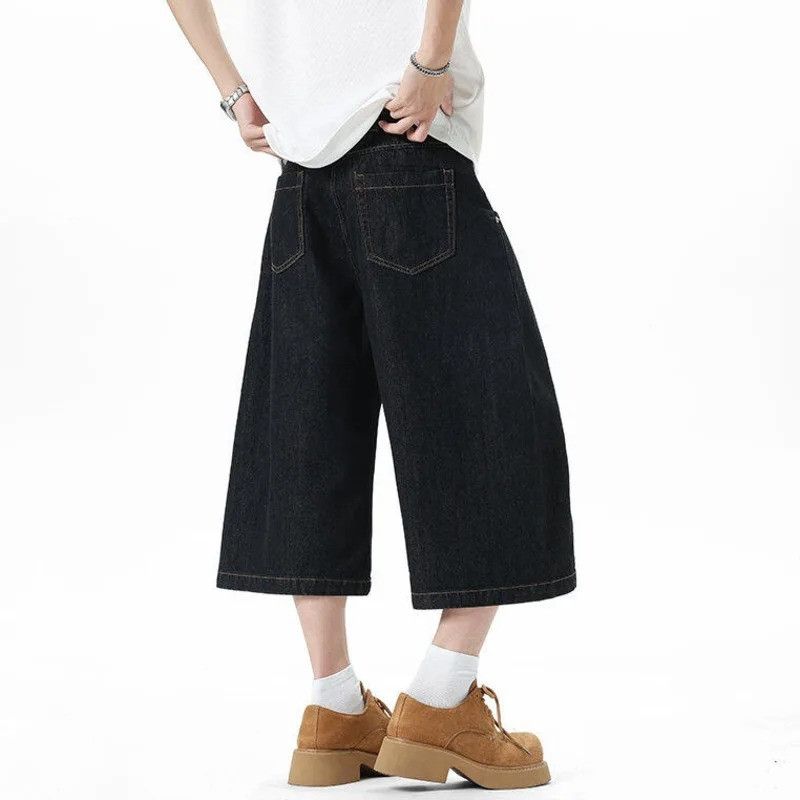 Jean Solid Color Denim Shorts Men Straight Baggy Fit Size US 34 / EU 50 - 2 Thumbnail