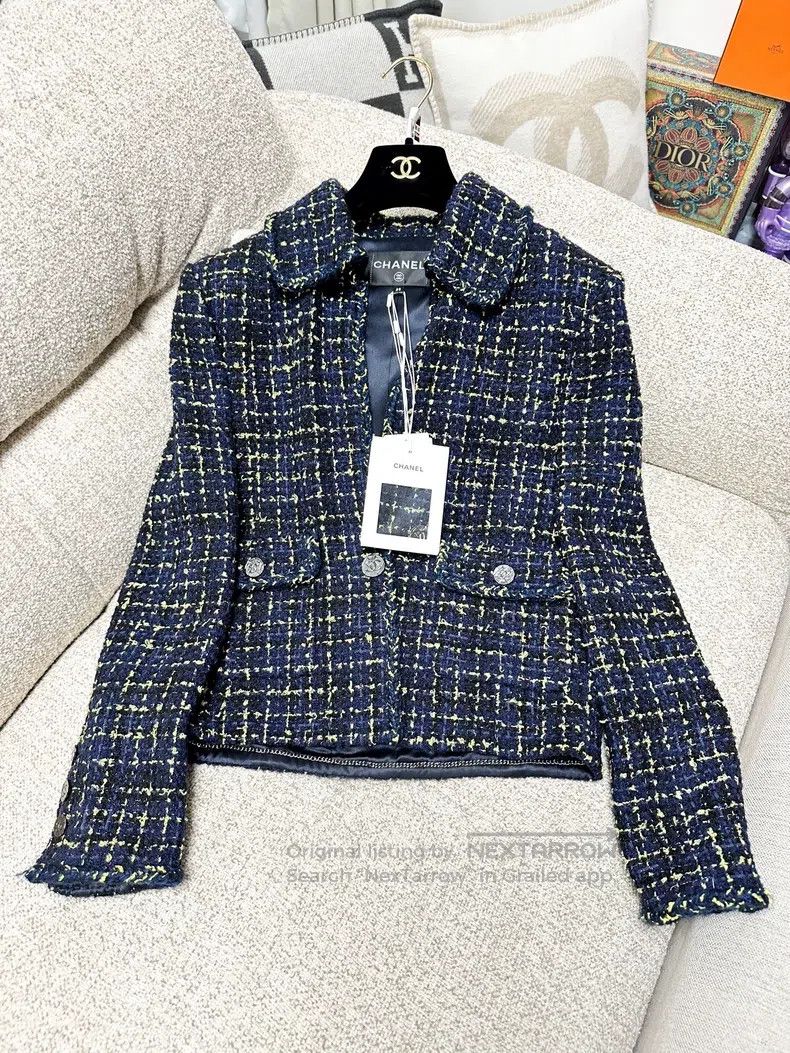 Chanel Chanel 22B blue and yellow plaid tweed coat Size XS / US 0-2 / IT 36-38 - 1 Thumbnail
