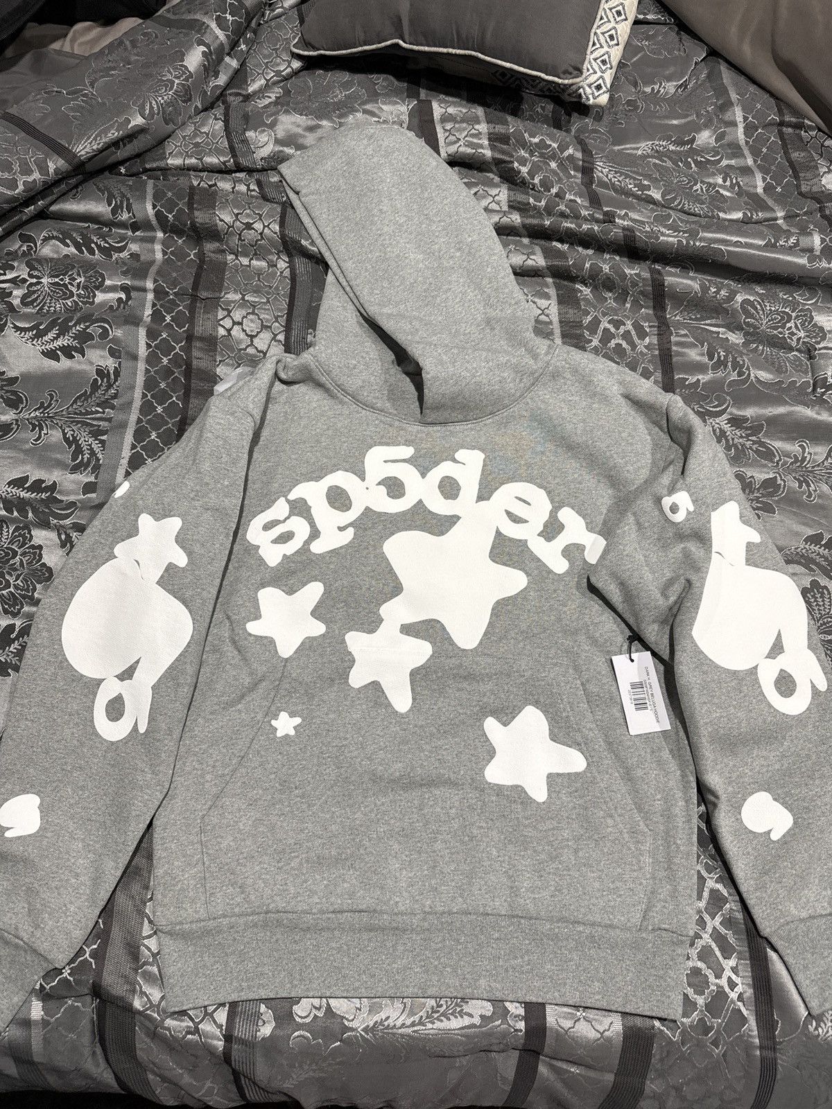 Sp5der Spider, dark heat, gray beluga hoodie, size small Size US S / EU 44-46 / 1 - 8 Thumbnail