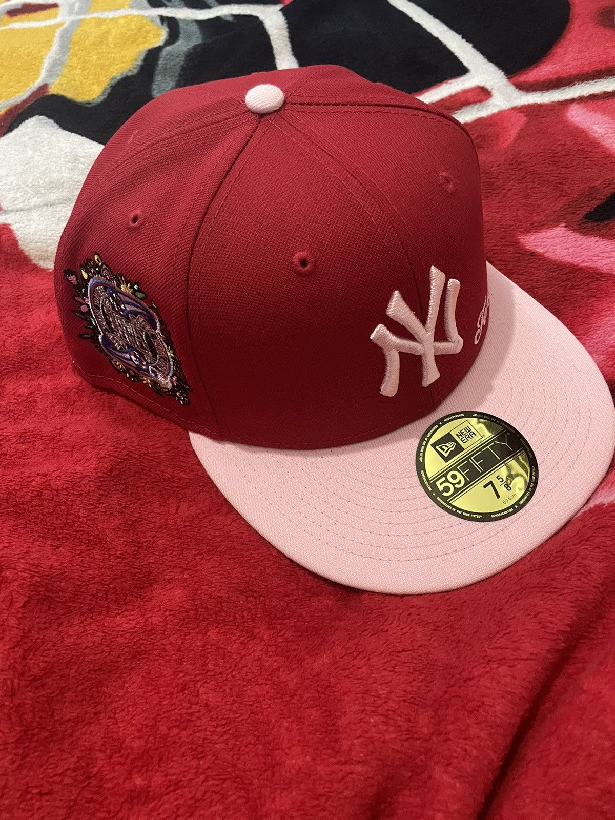 New Era 59FIFTY Jae Tips Forever New York Yankees 2000 Subway Series Patch Hat- Red, Pink Red/Pink / 8