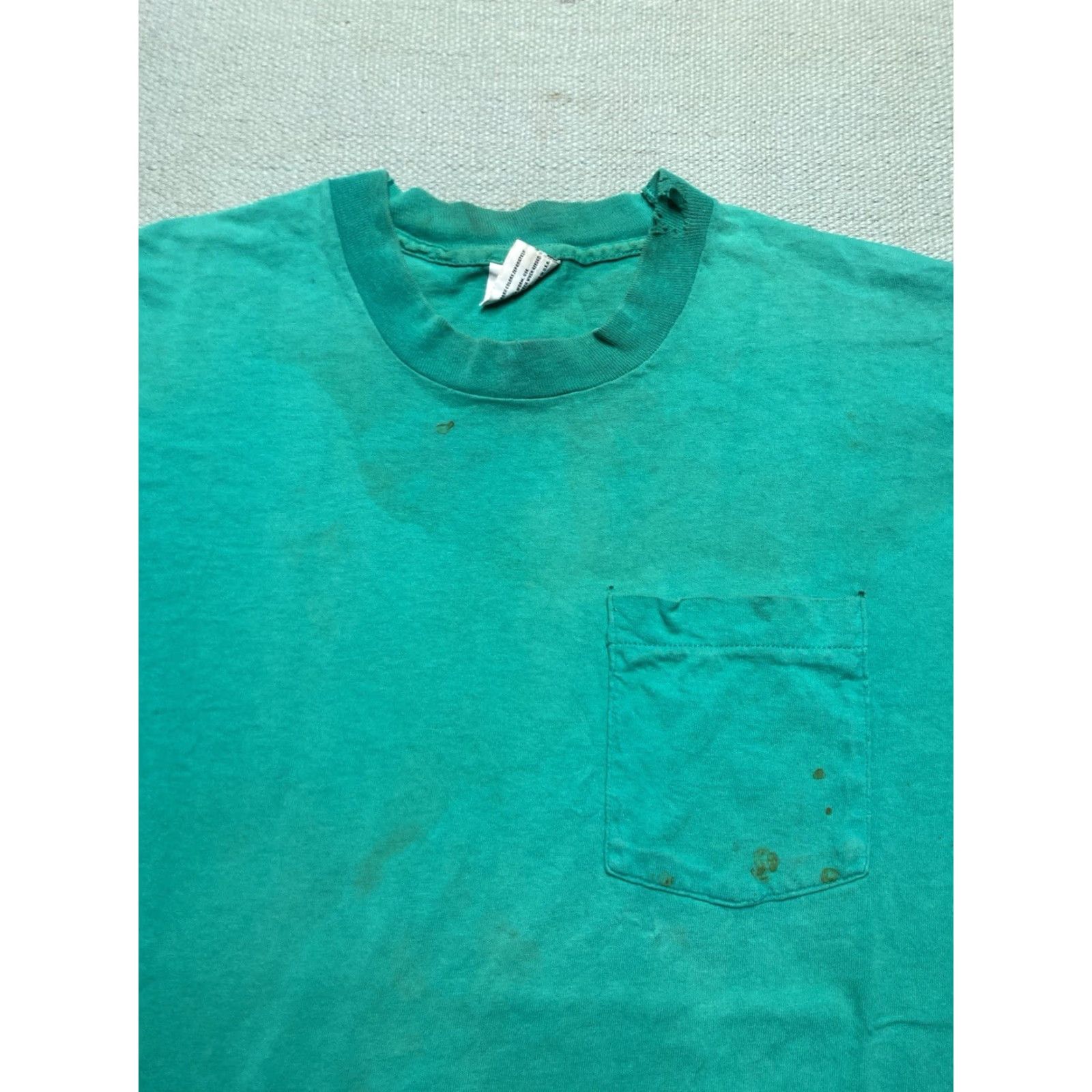 AQUA VINTAGE Trend Basics T-Shirt Mens Pocket Grunge 90s Large Teal Blue Size L Size US L / EU 52-54 / 3 - 5 Thumbnail