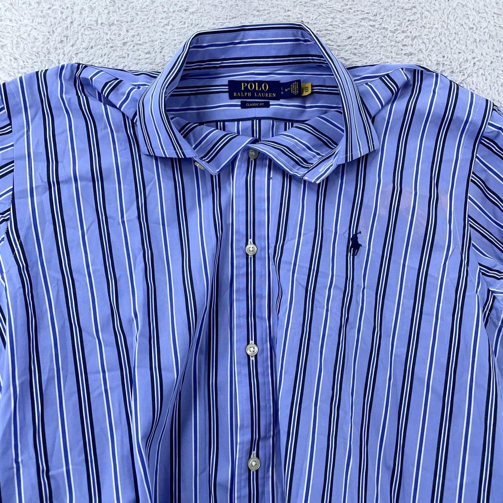 Polo Ralph Lauren Polo Ralph Lauren Shirt Mens Large 16.5 Blue Stripe Classic Fit Button Down Size US L / EU 52-54 / 3 - 2 Thumbnail