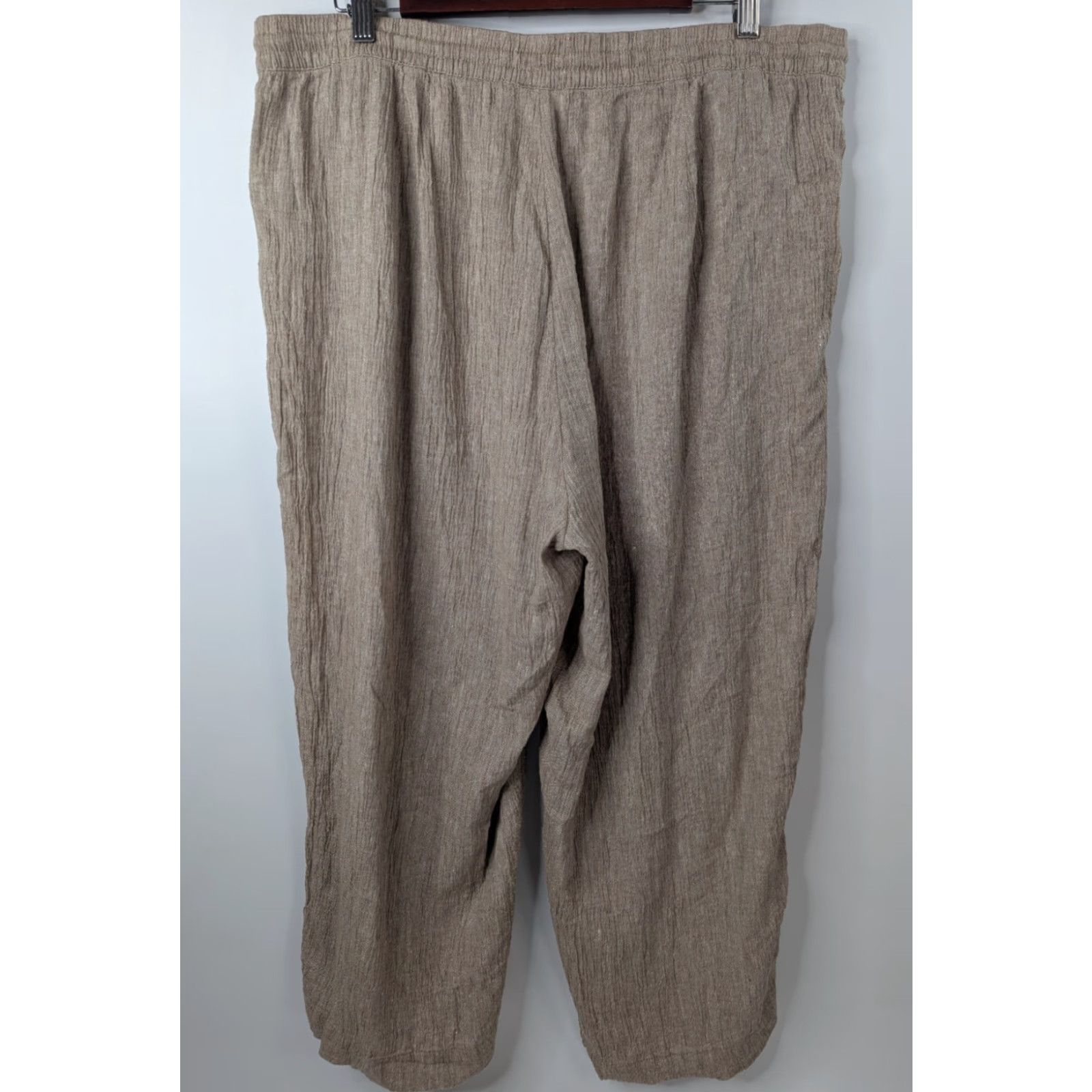 J. Jill J. Jill Pants Cropped Linen Blend High Rise Stretch Plus 1X Beige Striped Classic Workwear/Travel/Formal Womens Size 40" / US 18 - 3 Thumbnail