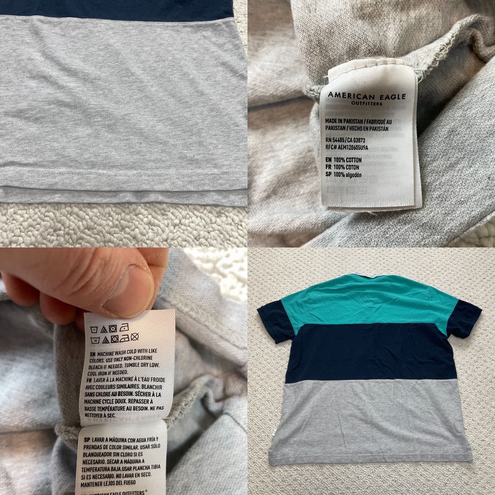 American Eagle Outfitters American Eagle Shirt Mens XL Blue Gray Colorblock Polo Golf Rugby Standard Fit Size US XL / EU 56 / 4 - 8 Thumbnail