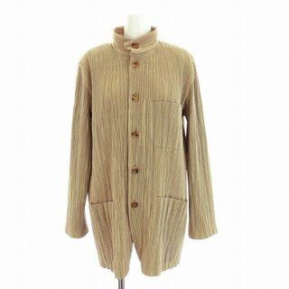 image of Issey Miyake Pleated Jacket Filling in Beige, Women's (Size Medium)