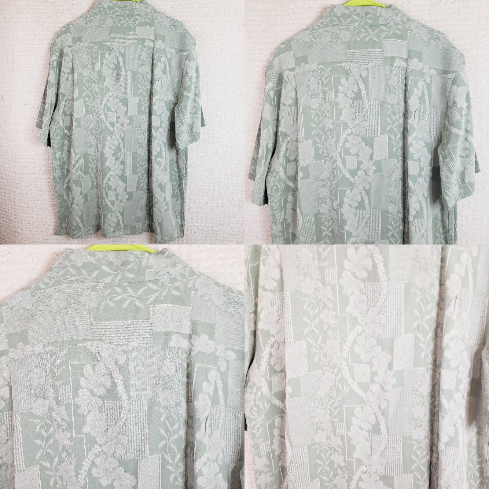 Vintage Sandals Cay Button Short Sleeve Silk Shirt Men’s L Hawaiian Floral Embroidered Green Button-Up Casual, Party, Travel, Wedding Size US L / EU 52-54 / 3 - 8 Thumbnail