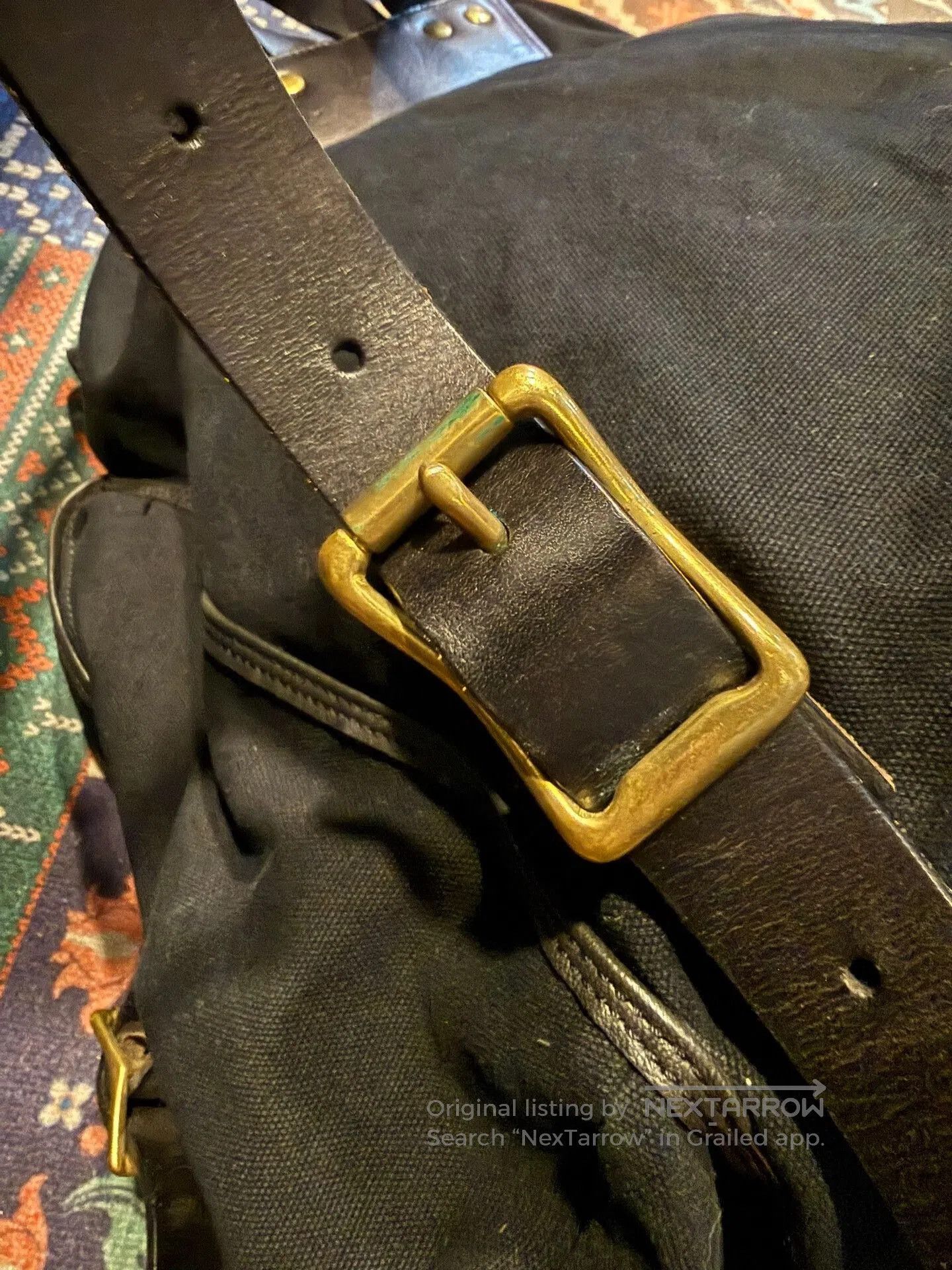 Japanese Brand Canvas and Leather Backpack. Size ONE SIZE - 3 Thumbnail
